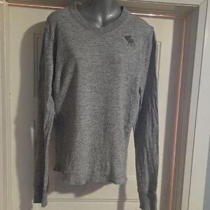 Heather Gray V-Neck Sweater with Small Logo